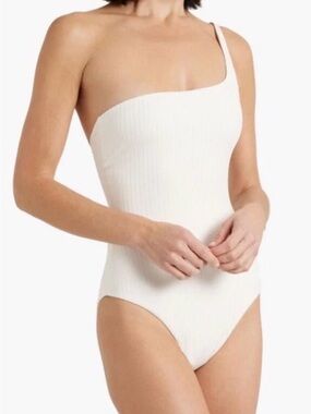 NWT Onia Wren One Shoulder Ribbed Off White One Piece Swimsuit Size Small